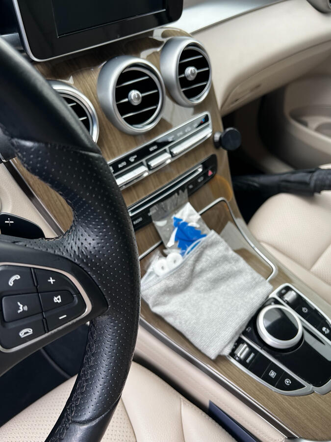 Clean Mercedes interior and center console