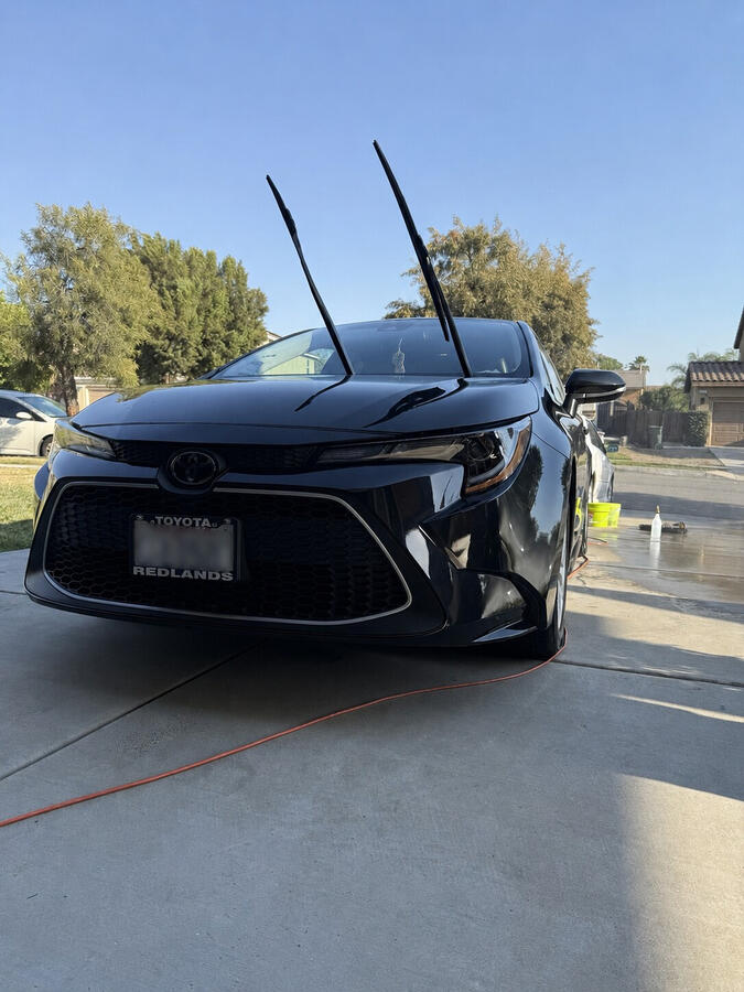 Black Toyota Corolla after mobile detailing